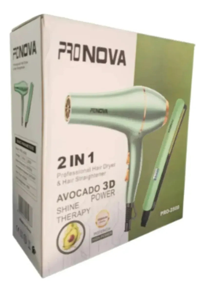 Secador Mas Plancha Pelo Profesional Combo 2 En 1 Pronova