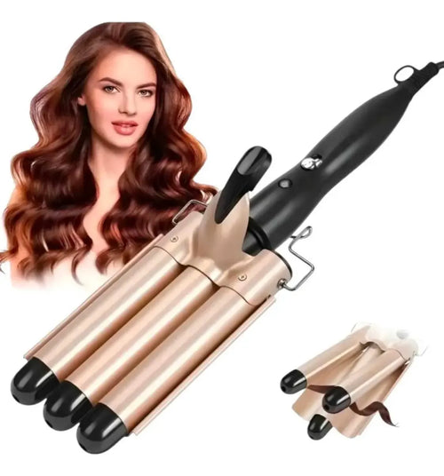 Pinza Rizador Cabello Ondas Sirena Ondulador Waflera 3 Tubos