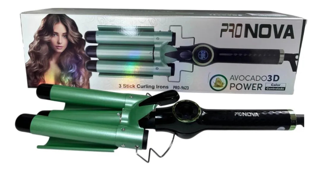 Pinza Rizador Cabello Ondas Sirena Ondulador Waflera 3 Tubos