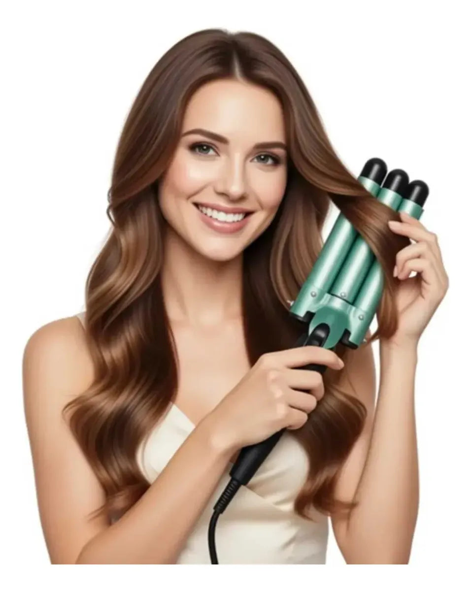 Pinza Rizador Cabello Ondas Sirena Ondulador Waflera 3 Tubos