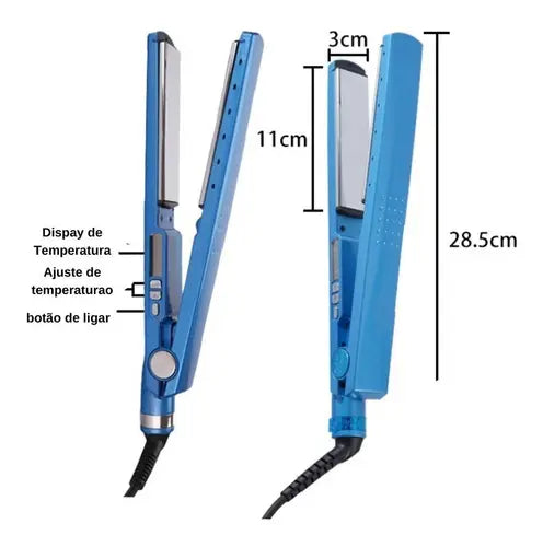 Plancha Nano Titanium 450° Azul Secado Cabello Alisado Profesional