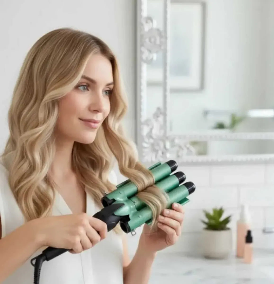 Pinza Rizador Cabello Ondas Sirena Ondulador Waflera 3 Tubos