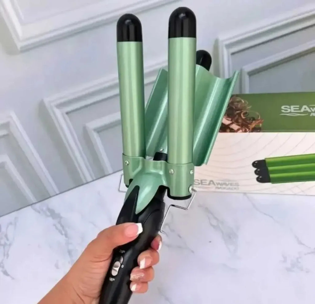 Pinza Rizador Cabello Ondas Sirena Ondulador Waflera 3 Tubos